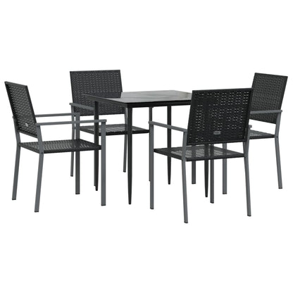 vidaXL 5 Piece Garden Dining Set Poly Rattan and Steel