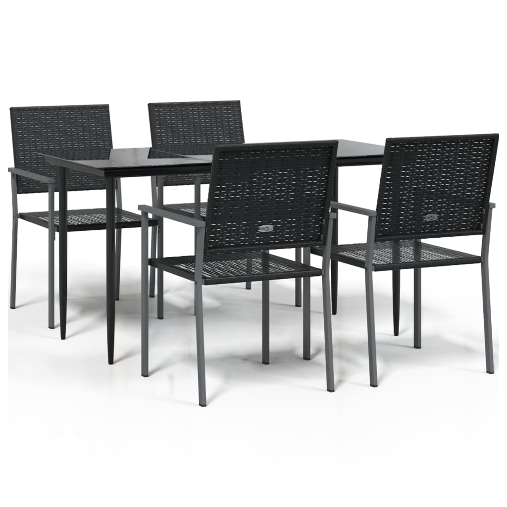 vidaXL 5 Piece Garden Dining Set Poly Rattan and Steel