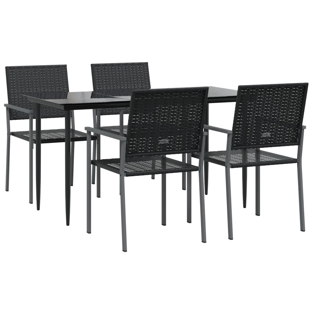 vidaXL 5 Piece Garden Dining Set Poly Rattan and Steel
