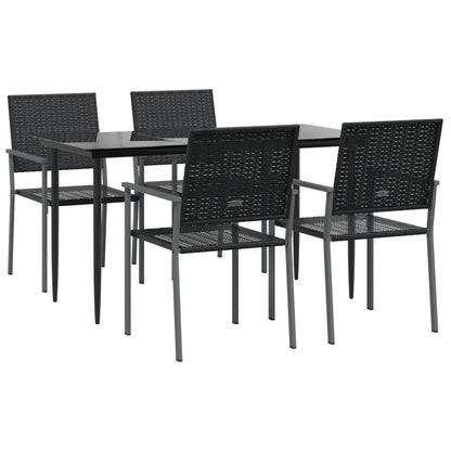vidaXL 5 Piece Garden Dining Set Poly Rattan and Steel