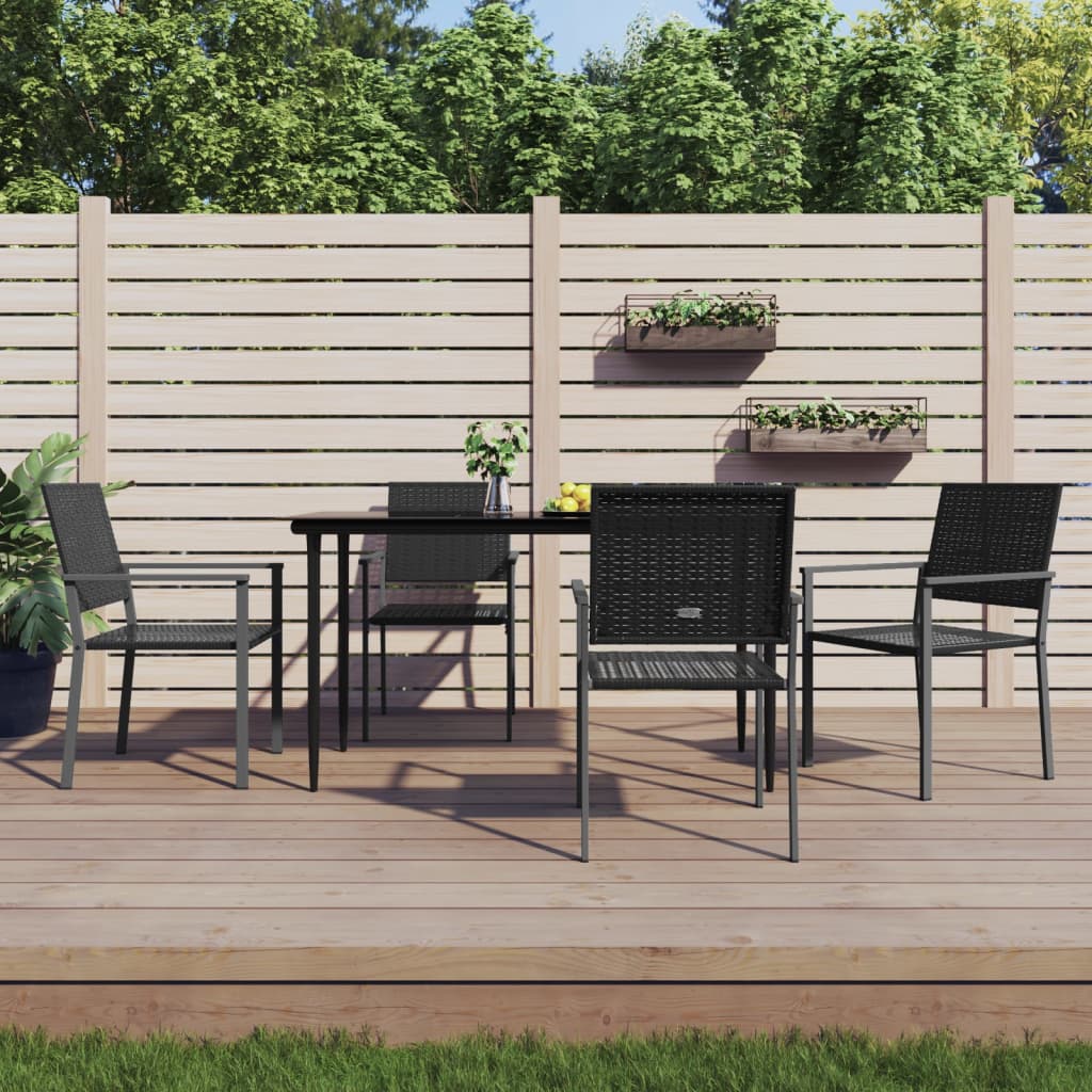 vidaXL 5 Piece Garden Dining Set Poly Rattan and Steel
