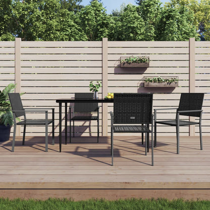 vidaXL 5 Piece Garden Dining Set Poly Rattan and Steel