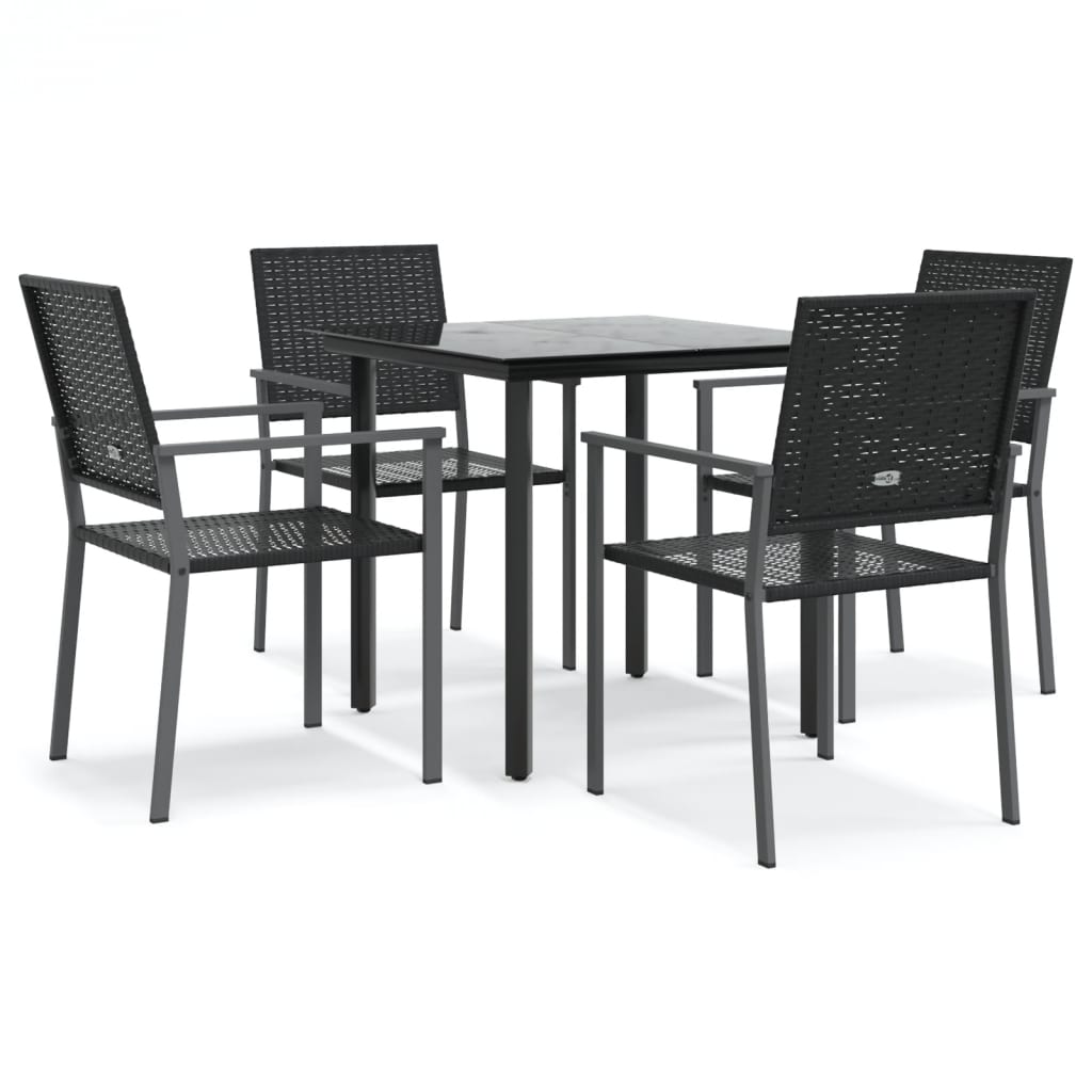 vidaXL 5 Piece Garden Dining Set Poly Rattan and Steel