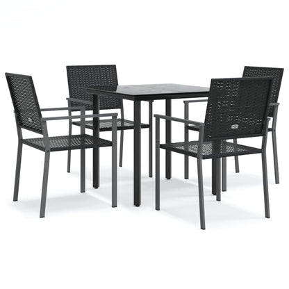 vidaXL 5 Piece Garden Dining Set Poly Rattan and Steel