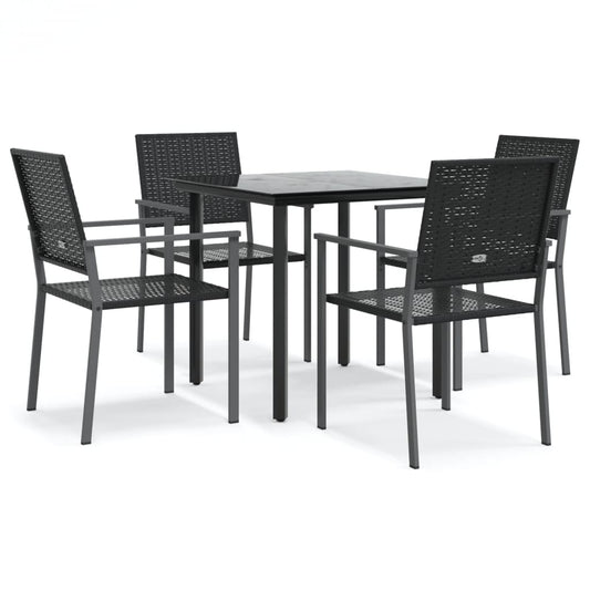 vidaXL 5 Piece Garden Dining Set Poly Rattan and Steel