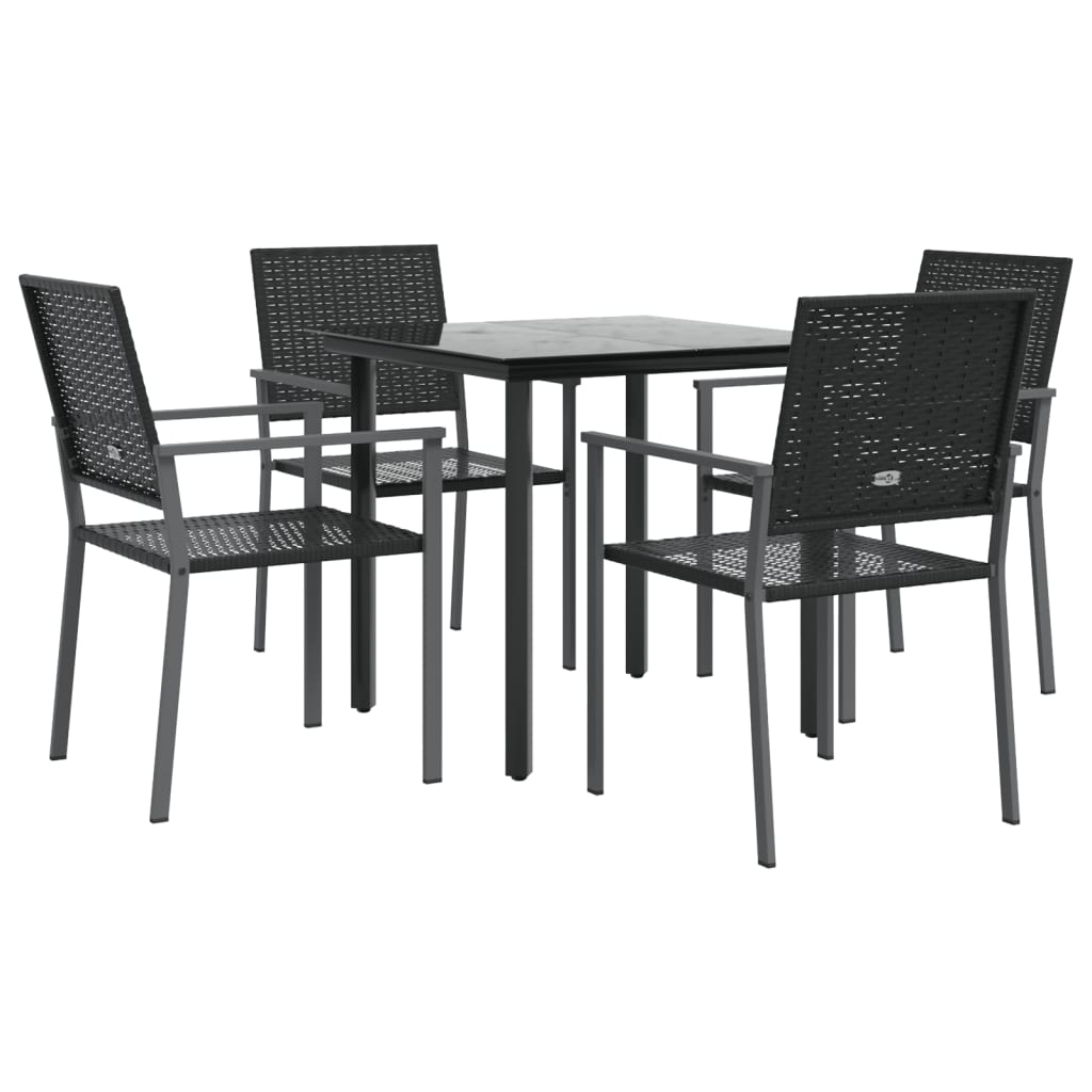 vidaXL 5 Piece Garden Dining Set Poly Rattan and Steel