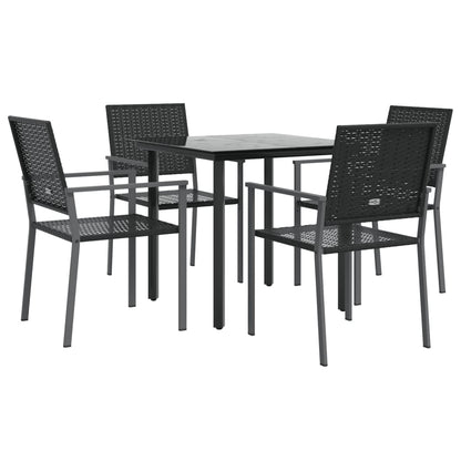 vidaXL 5 Piece Garden Dining Set Poly Rattan and Steel