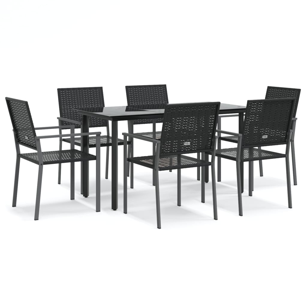 vidaXL 7 Piece Garden Dining Set Poly Rattan and Steel