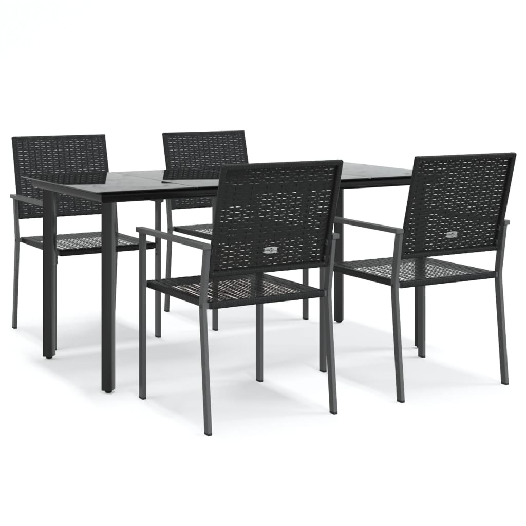 vidaXL 5 Piece Garden Dining Set Poly Rattan and Steel