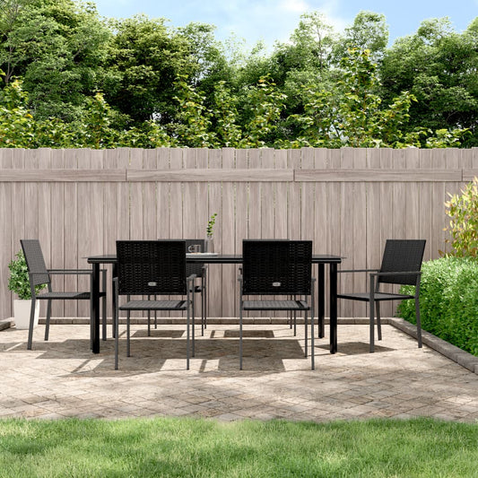 vidaXL 7 Piece Garden Dining Set Poly Rattan and Steel