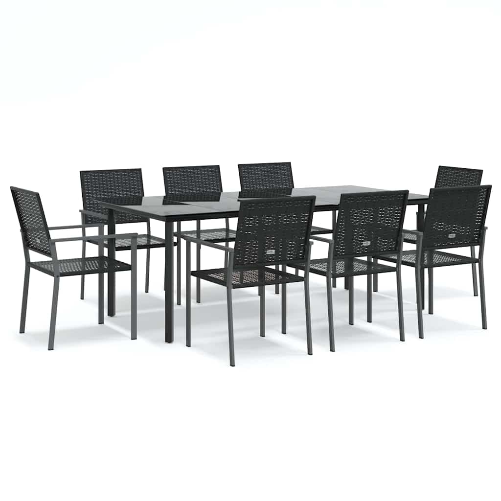 vidaXL 9 Piece Garden Dining Set Poly Rattan and Steel