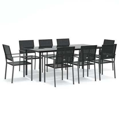 vidaXL 9 Piece Garden Dining Set Poly Rattan and Steel