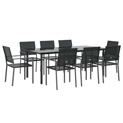 vidaXL 9 Piece Garden Dining Set Poly Rattan and Steel