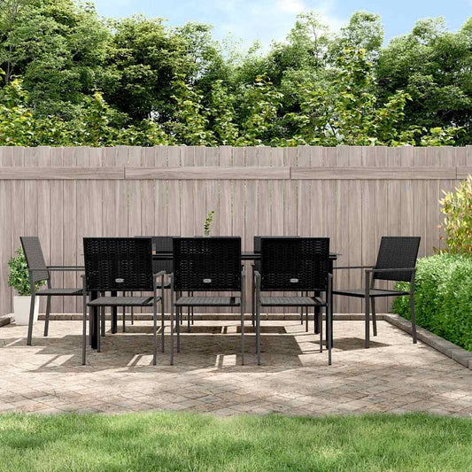 vidaXL 9 Piece Garden Dining Set Poly Rattan and Steel