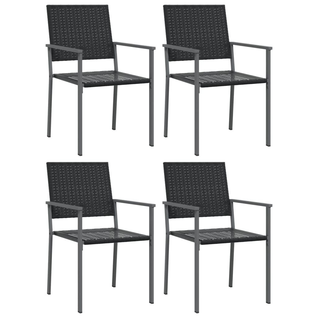 vidaXL Garden Chair | Set of 4 | Black | PE Rattan, Powder-Coated Steel | Medium