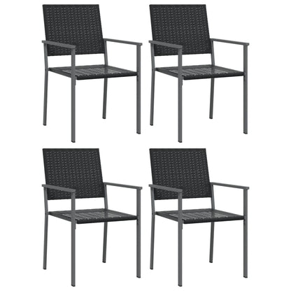 vidaXL Garden Chair | Set of 4 | Black | PE Rattan, Powder-Coated Steel | Medium