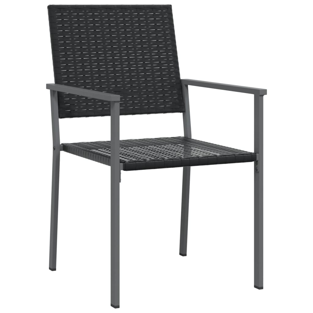 vidaXL Garden Chair | Set of 4 | Black | PE Rattan, Powder-Coated Steel | Medium