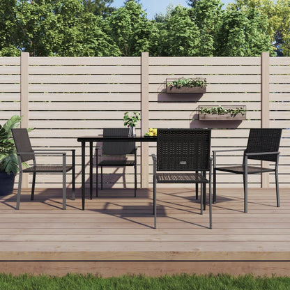vidaXL Garden Chair | Set of 4 | Black | PE Rattan, Powder-Coated Steel | Medium