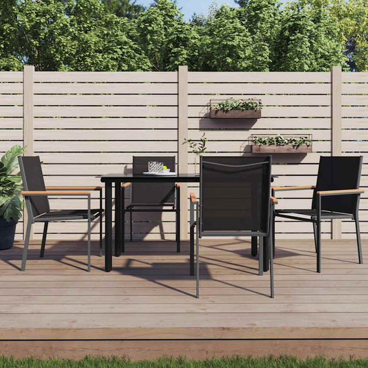 vidaXL Garden Chairs 4 pcs Black 55x61,5x90 cm Textilene and Steel
