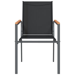 vidaXL Garden Chairs 6 pcs Black 55x61.5x90 cm Textilene and Steel