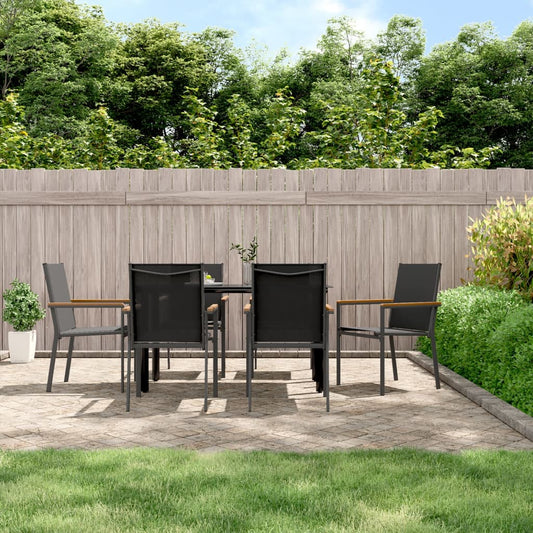 vidaXL Garden Chairs 6 pcs Black 55x61,5x90 cm Textilene and Steel