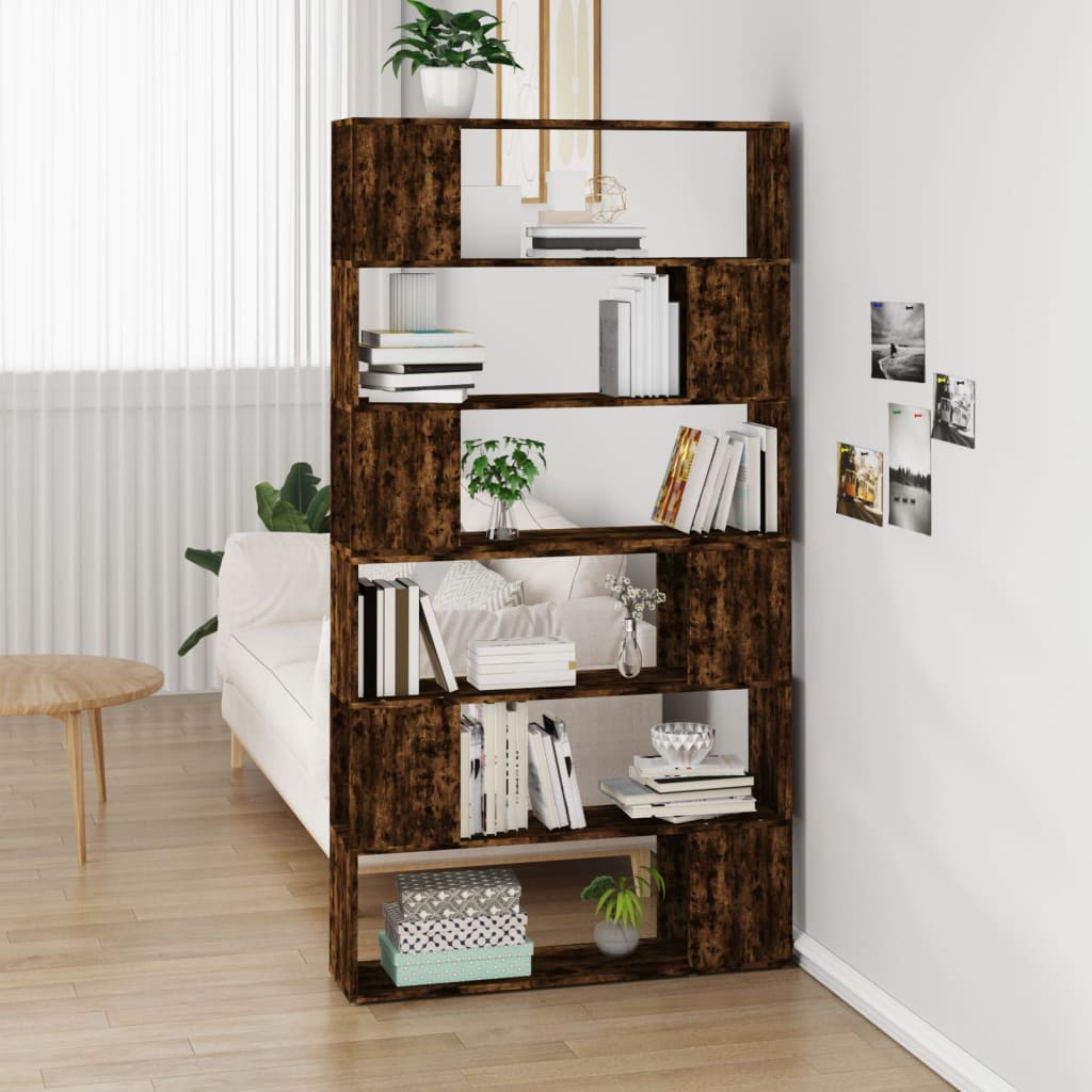 vidaXL Book Cabinet/Room Divider Smoked Oak 100x24x188 cm