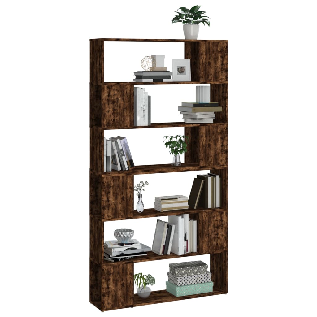 vidaXL Book Cabinet/Room Divider Smoked Oak 100x24x188 cm