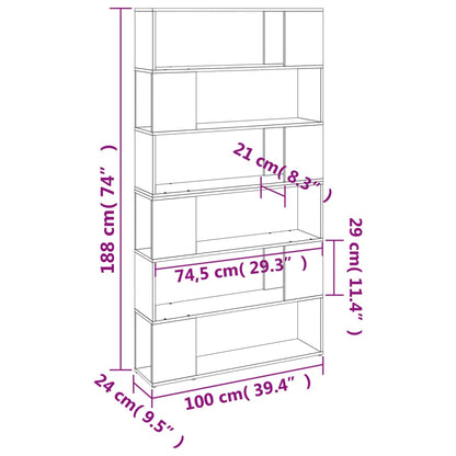 vidaXL Book Cabinet/Room Divider Smoked Oak 100x24x188 cm