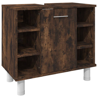 vidaXL 3 Piece Bathroom Cabinet Set Smoked Oak Engineered Wood
