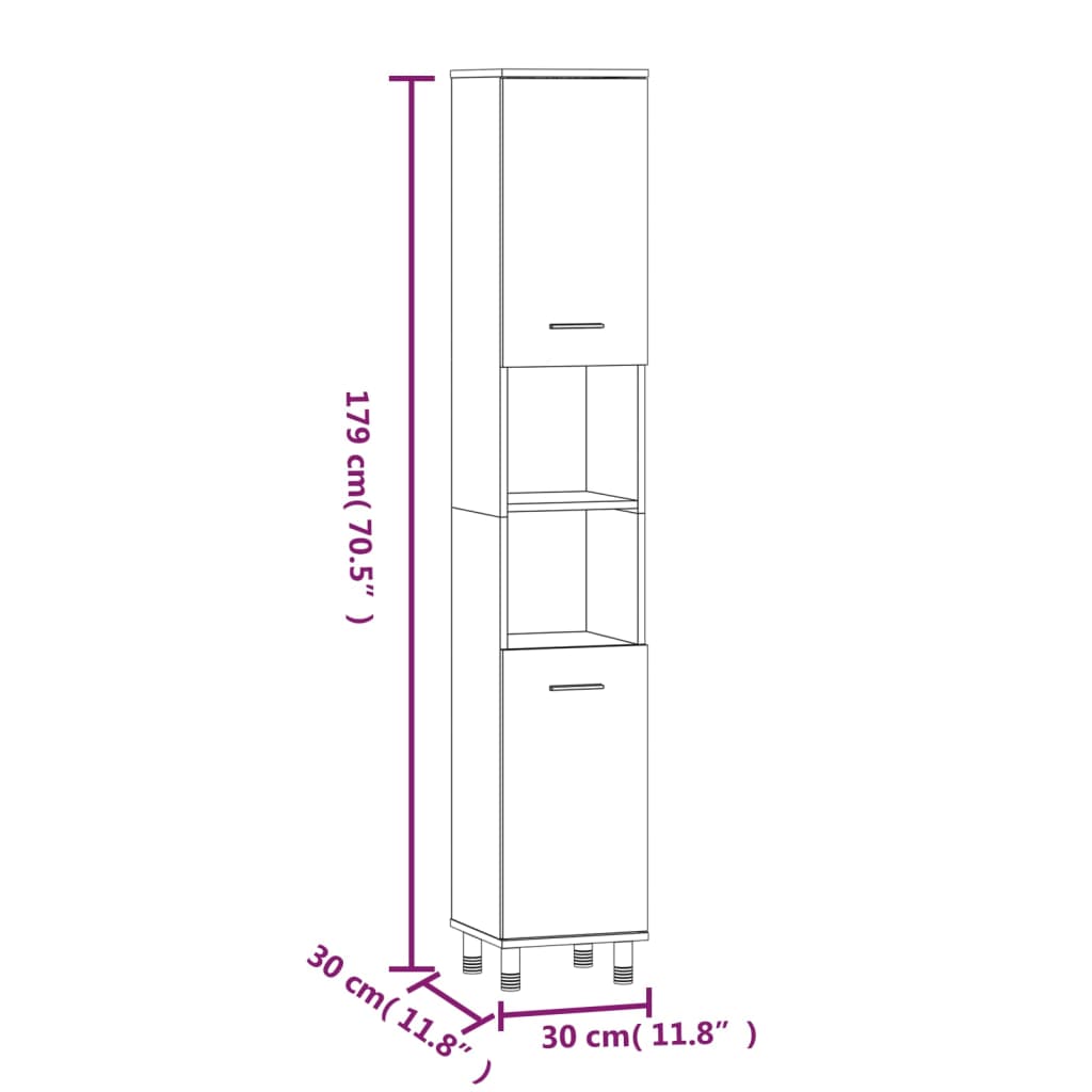 vidaXL 3 Piece Bathroom Cabinet Set Smoked Oak Engineered Wood