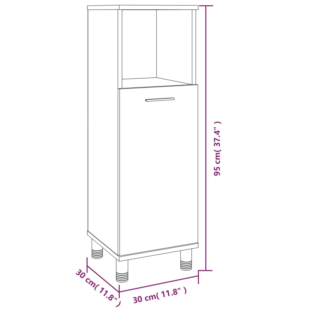 vidaXL 3 Piece Bathroom Cabinet Set Smoked Oak Engineered Wood
