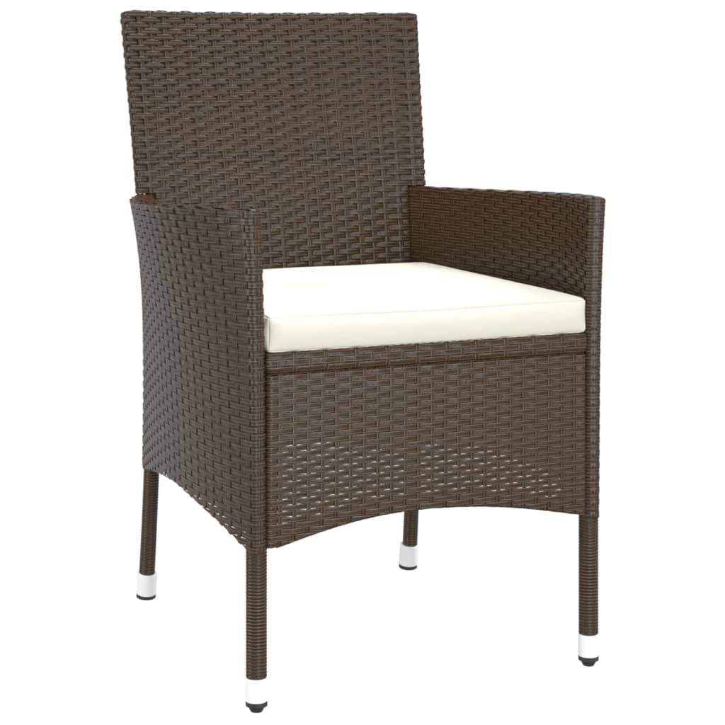 vidaXL 5 Piece Garden Bistro Set with Cushions Brown Poly Rattan