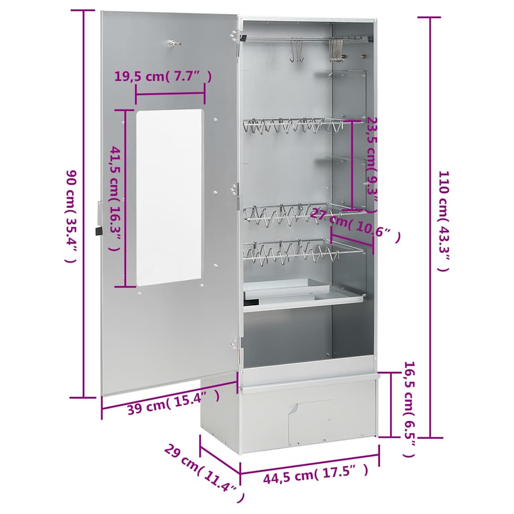 vidaXL BBQ Oven Smoker with Table Galvanised Steel