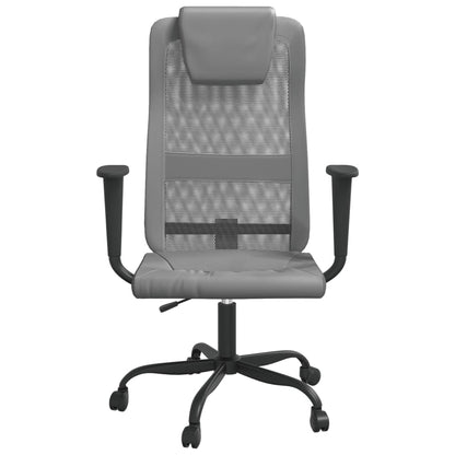 vidaXL Office Chair Grey Mesh Fabric and Faux Leather