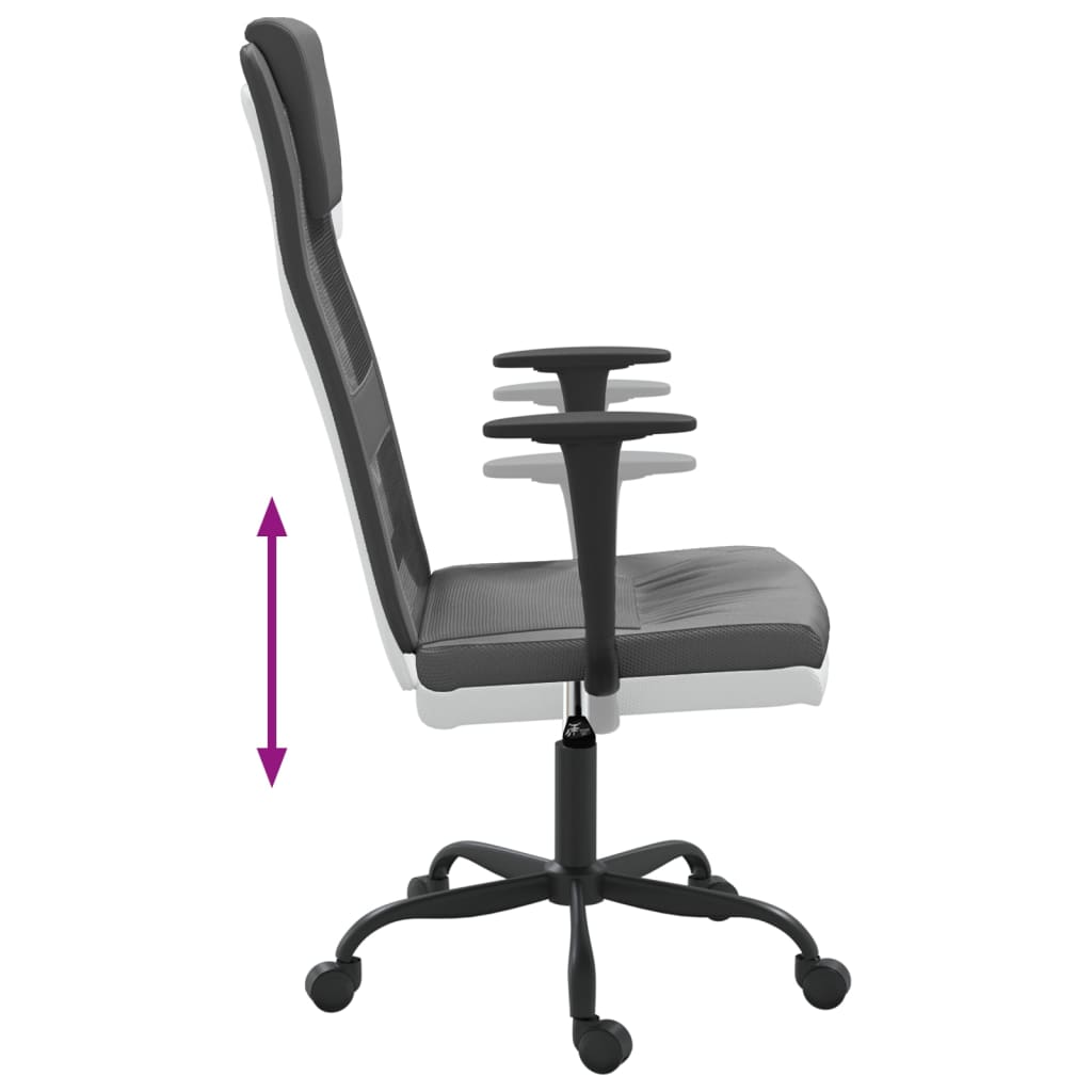 vidaXL Office Chair Grey Mesh Fabric and Faux Leather