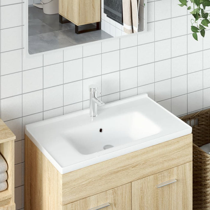 vidaXL Bathroom Sink White 81x48x19.5 cm Rectangular Ceramic