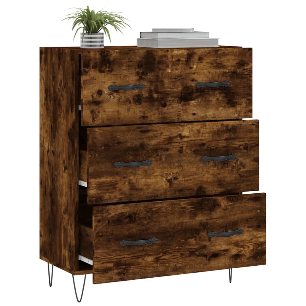 vidaXL Sideboard Smoked Oak 69.5x34x90 cm Engineered Wood