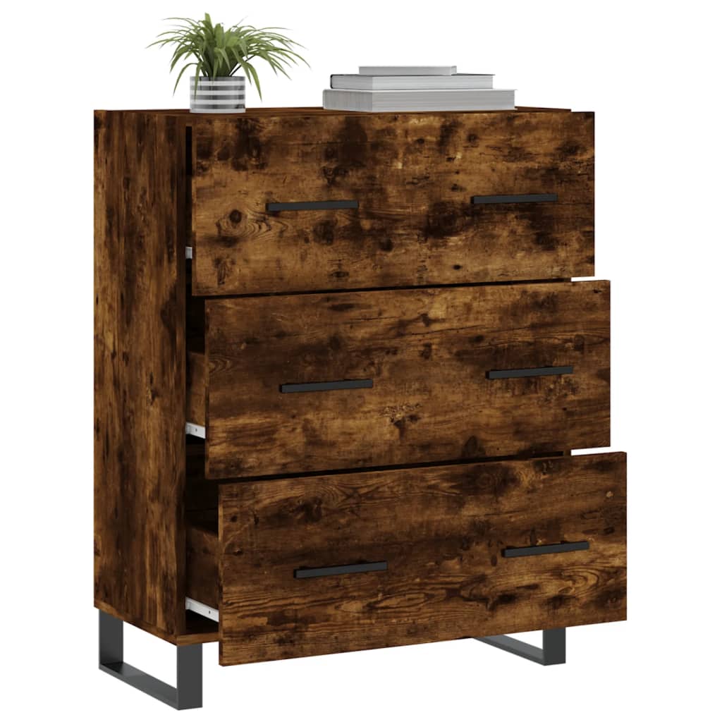 vidaXL Sideboard Smoked Oak 69.5x34x90 cm Engineered Wood
