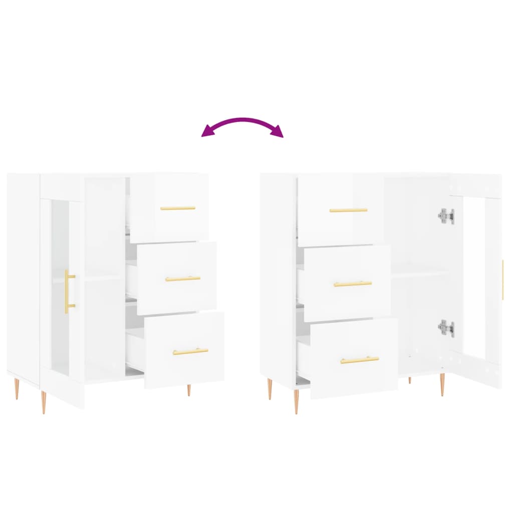 vidaXL Sideboard High Gloss White 69.5x34x90 cm Engineered Wood