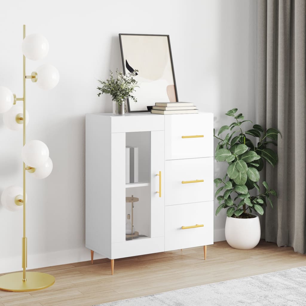 vidaXL Sideboard High Gloss White 69.5x34x90 cm Engineered Wood