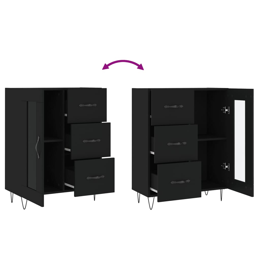 vidaXL Sideboard Black 69.5x34x90 cm Engineered Wood