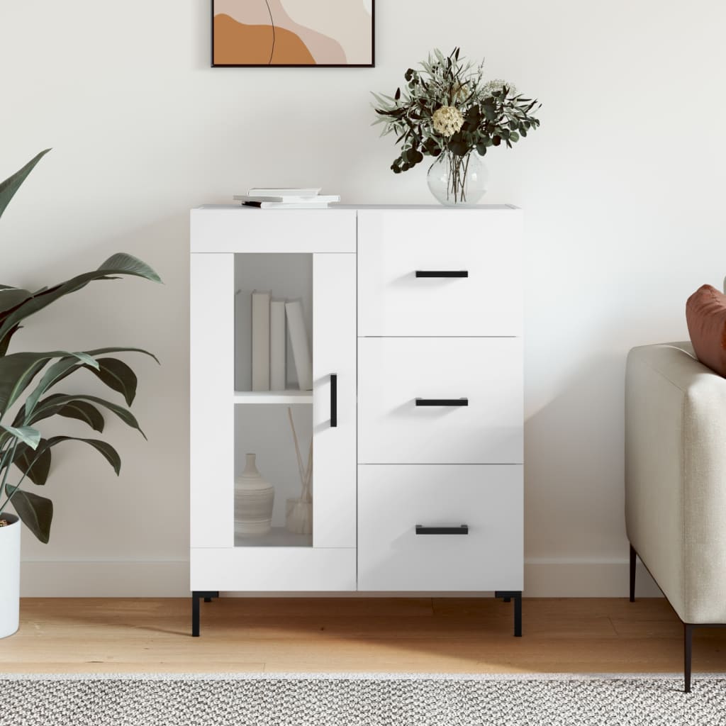 vidaXL Sideboard High Gloss White 69,5x34x90 cm Engineered Wood