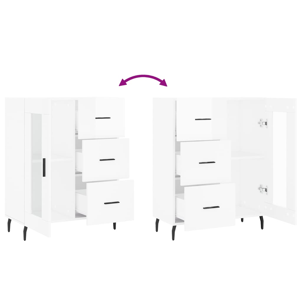 vidaXL Sideboard High Gloss White 69.5x34x90 cm Engineered Wood