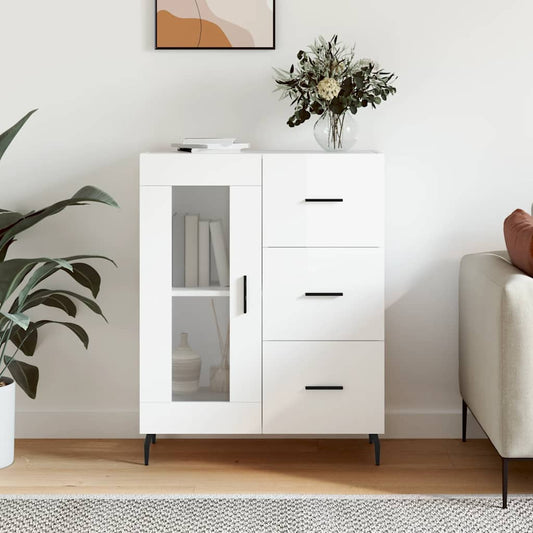 vidaXL Sideboard High Gloss White 69.5x34x90 cm Engineered Wood