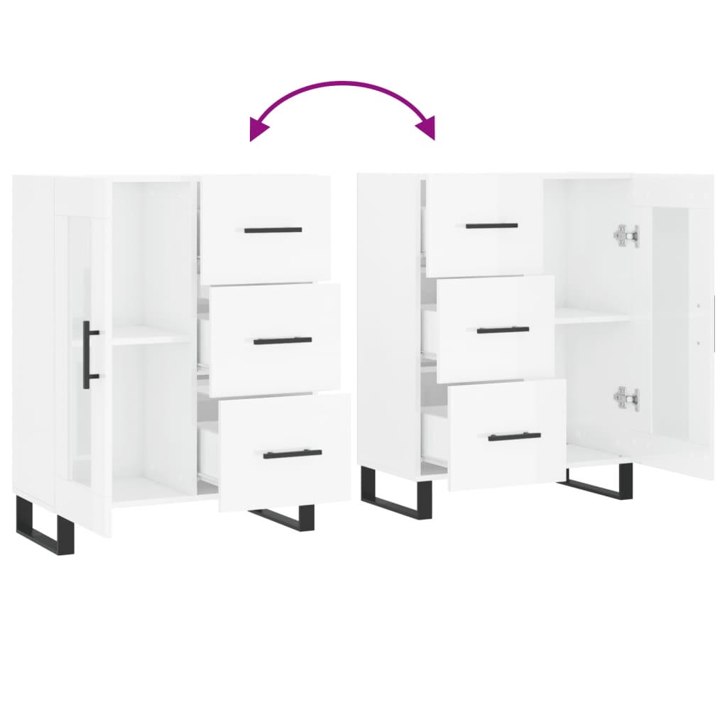 vidaXL Sideboard High Gloss White 69.5x34x90 cm Engineered Wood