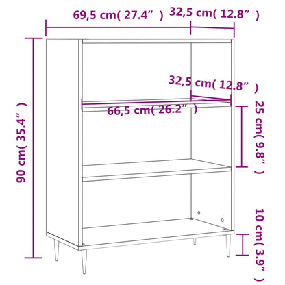 vidaXL Bookcase Grey Sonoma 69.5x32.5x90 cm Engineered Wood