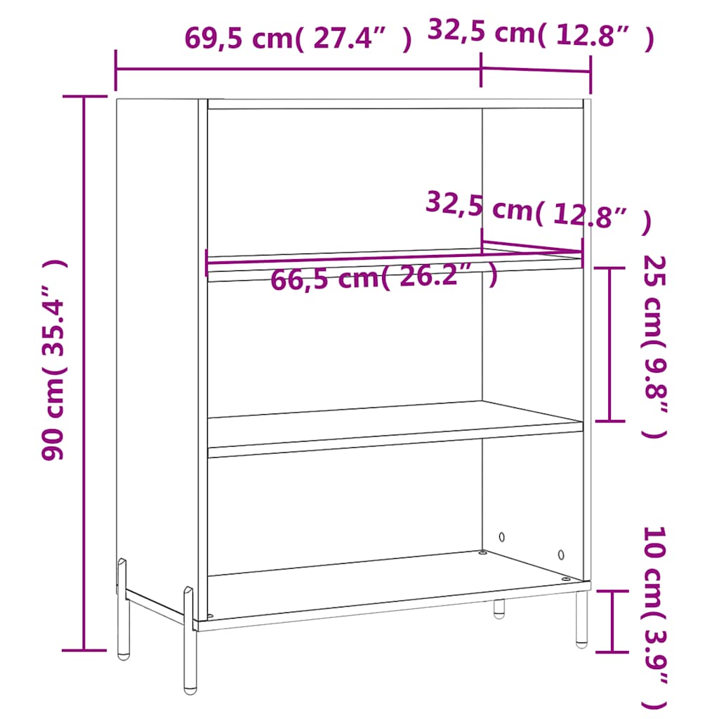 vidaxL Shelf Cabinet Black 69.5x32.5x90 cm Engineered Wood