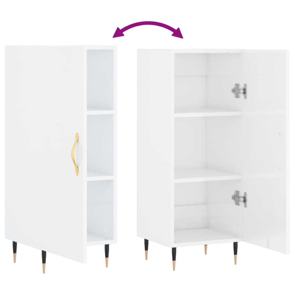 vidaXL Sideboard High Gloss White 34.5x34x90 cm Engineered Wood