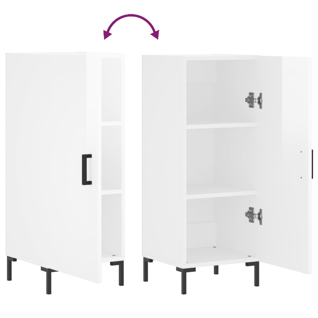 vidaXL Sideboard High Gloss White 34.5x34x90 cm Engineered Wood