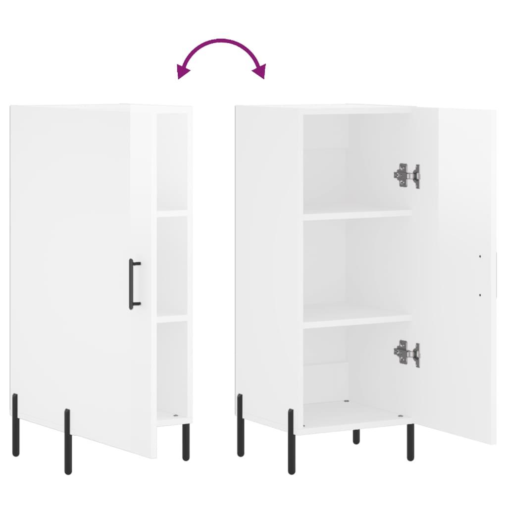 vidaXL Sideboard High Gloss White 34.5x34x90 cm Engineered Wood